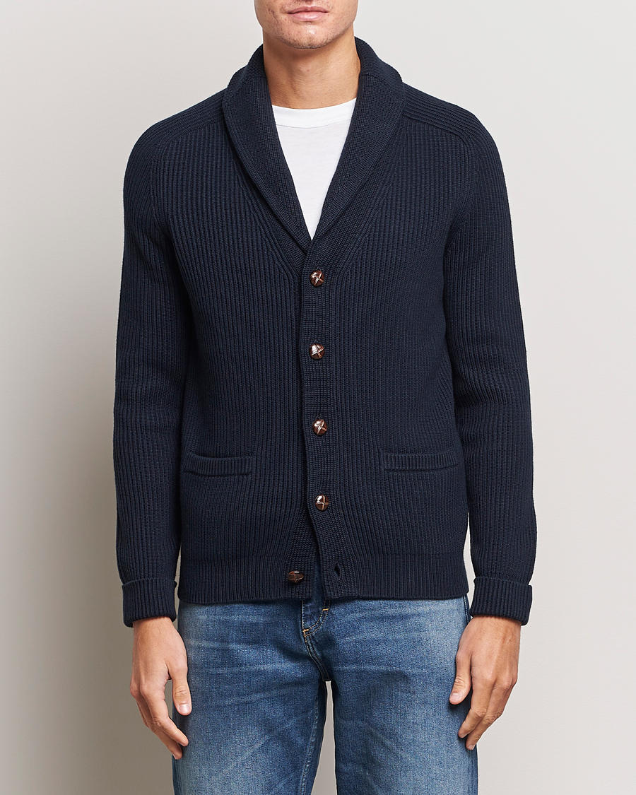 Herre | Tøj | Morris | Brayden Shawl Cardigan Navy