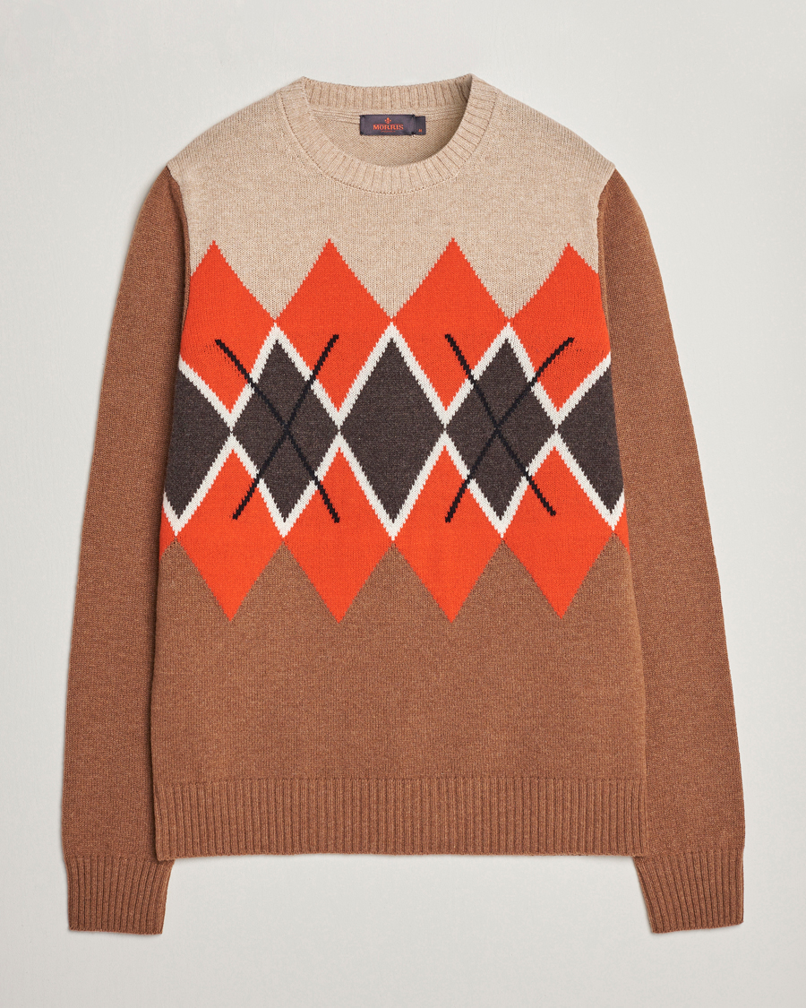 Herre | Trøjer | Morris | Ayle Argyle Crew Neck Camel