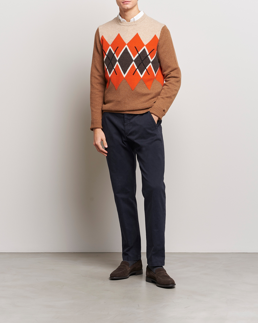 Herre | Trøjer | Morris | Ayle Argyle Crew Neck Camel