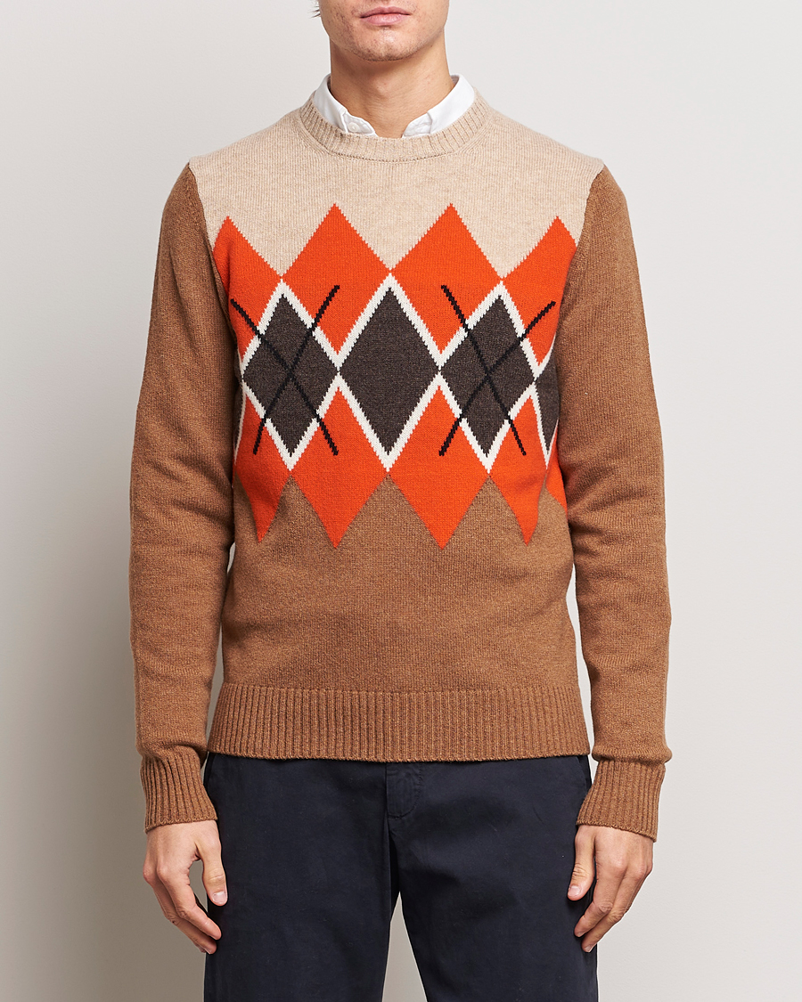 Herre | Trøjer | Morris | Ayle Argyle Crew Neck Camel