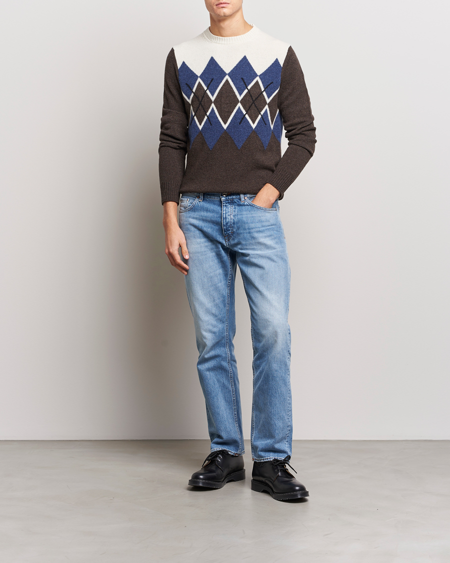 Herre | Trøjer | Morris | Ayle Argyle Crew Neck Brown