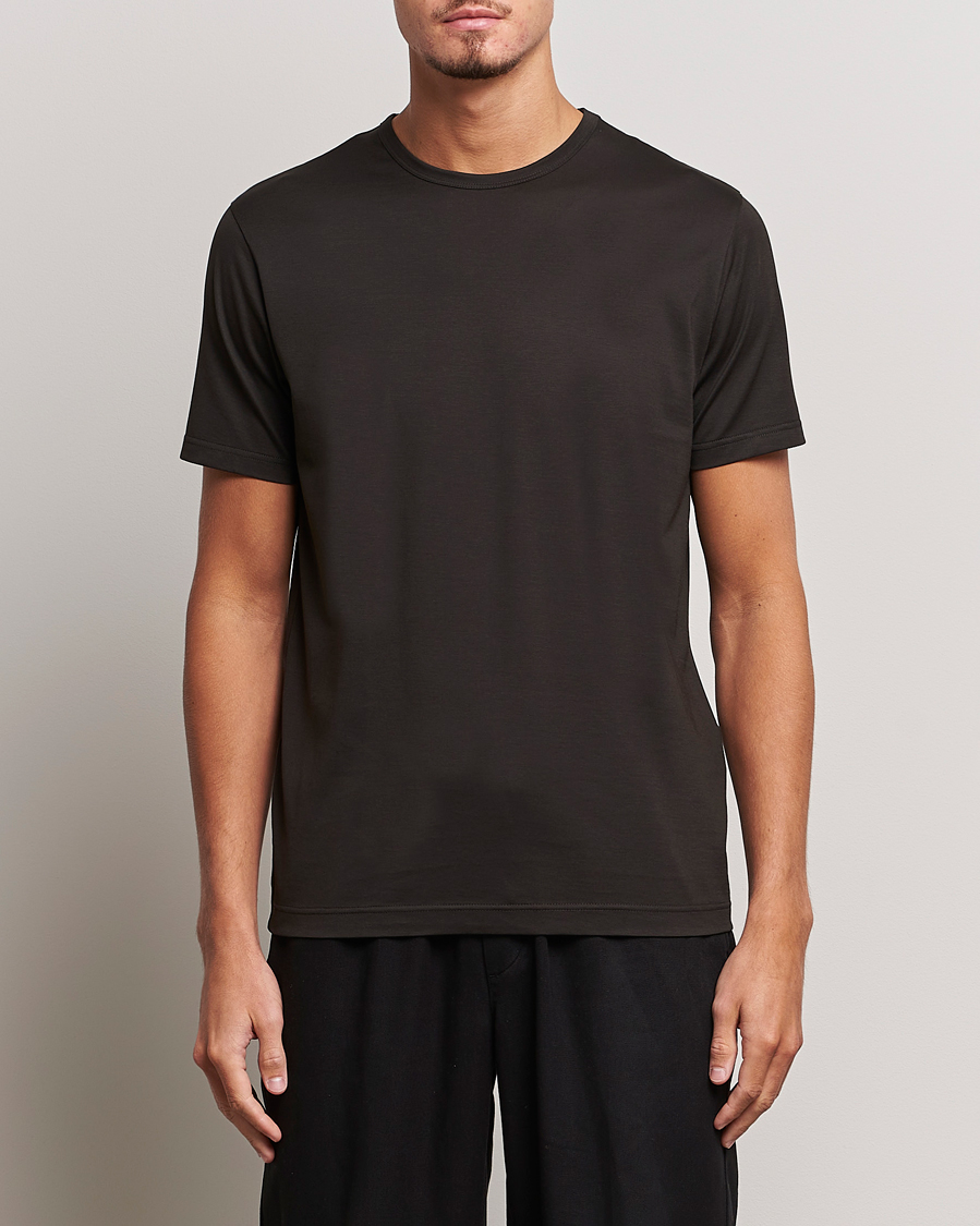 Herre | Sorte t-shirts | Sunspel | Crew Neck Cotton Tee Coffee