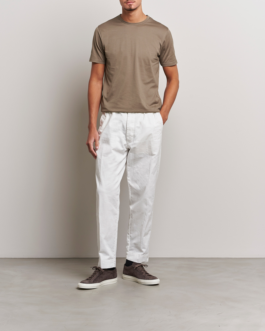 Herre | T-Shirts | Sunspel | Crew Neck Q82 Cotton T-Shirt Cedar