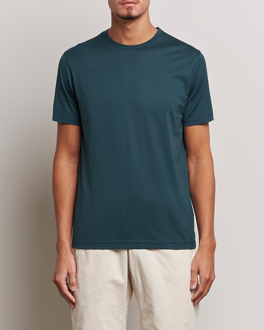 Herre |  | Sunspel | Crew Neck Cotton Tee Peacock