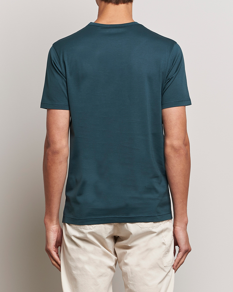 Herre | T-Shirts | Sunspel | Crew Neck Q82 Cotton T-Shirt Peacock