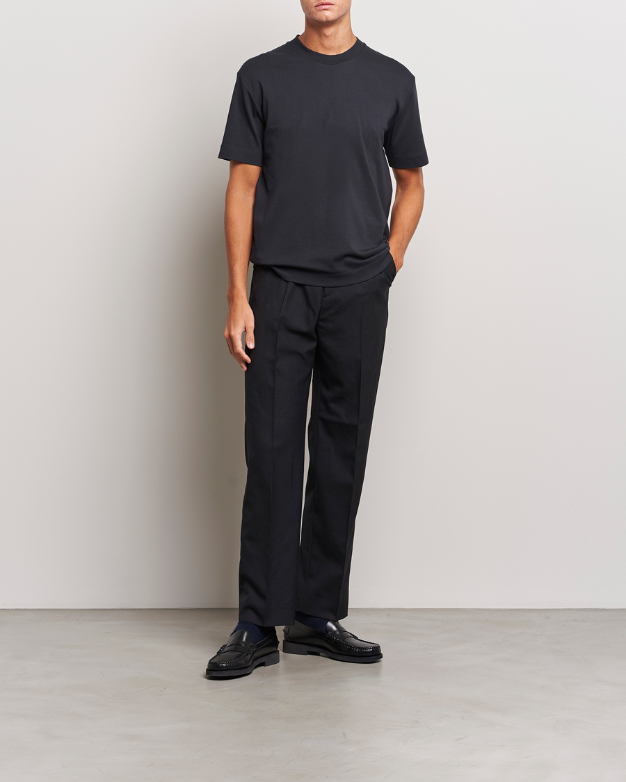 Herre | T-Shirts | Sunspel | Heavyweight Mock Neck T-Shirt Black