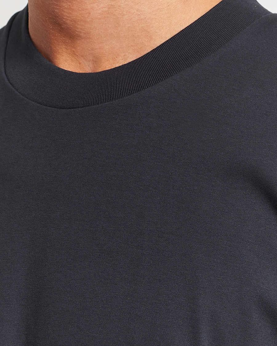 Herre | T-Shirts | Sunspel | Heavyweight Mock Neck T-Shirt Black