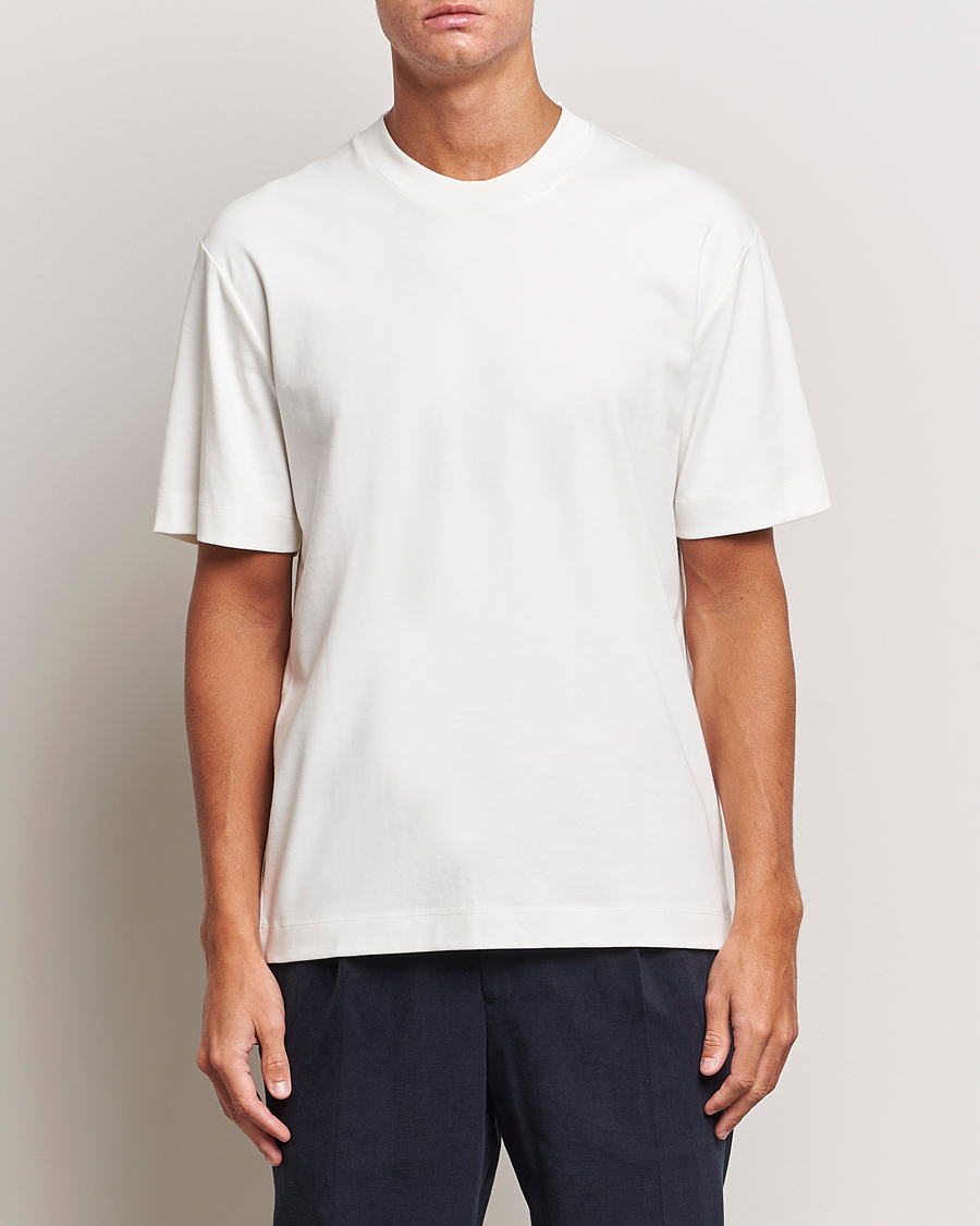 Herre | Hvide t-shirts | Sunspel | Heavyweight Mock Neck T-Shirt Ecru