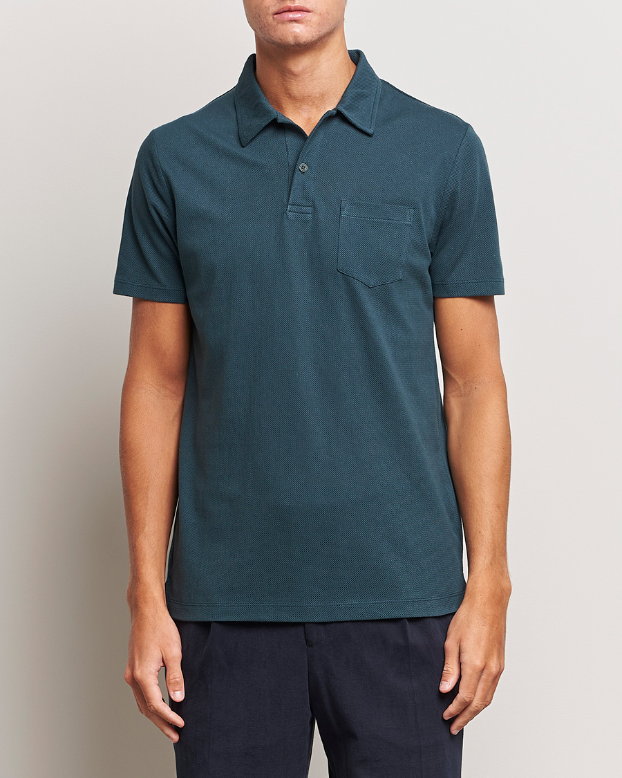 Herre | Kortærmede polotrøjer | Sunspel | Riviera Polo Shirt Peacock