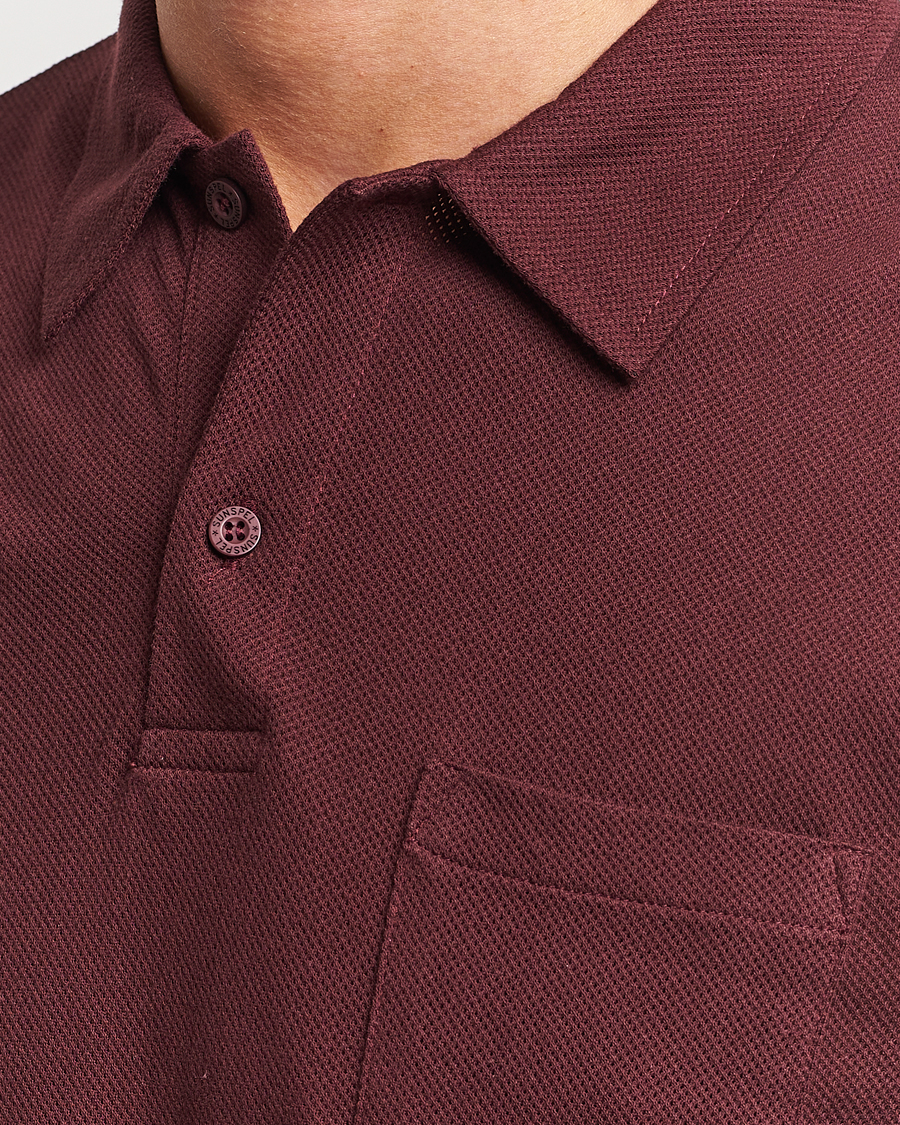 Herre | Trøjer | Sunspel | Long Sleeve Riviera Polo Shirt Maroon