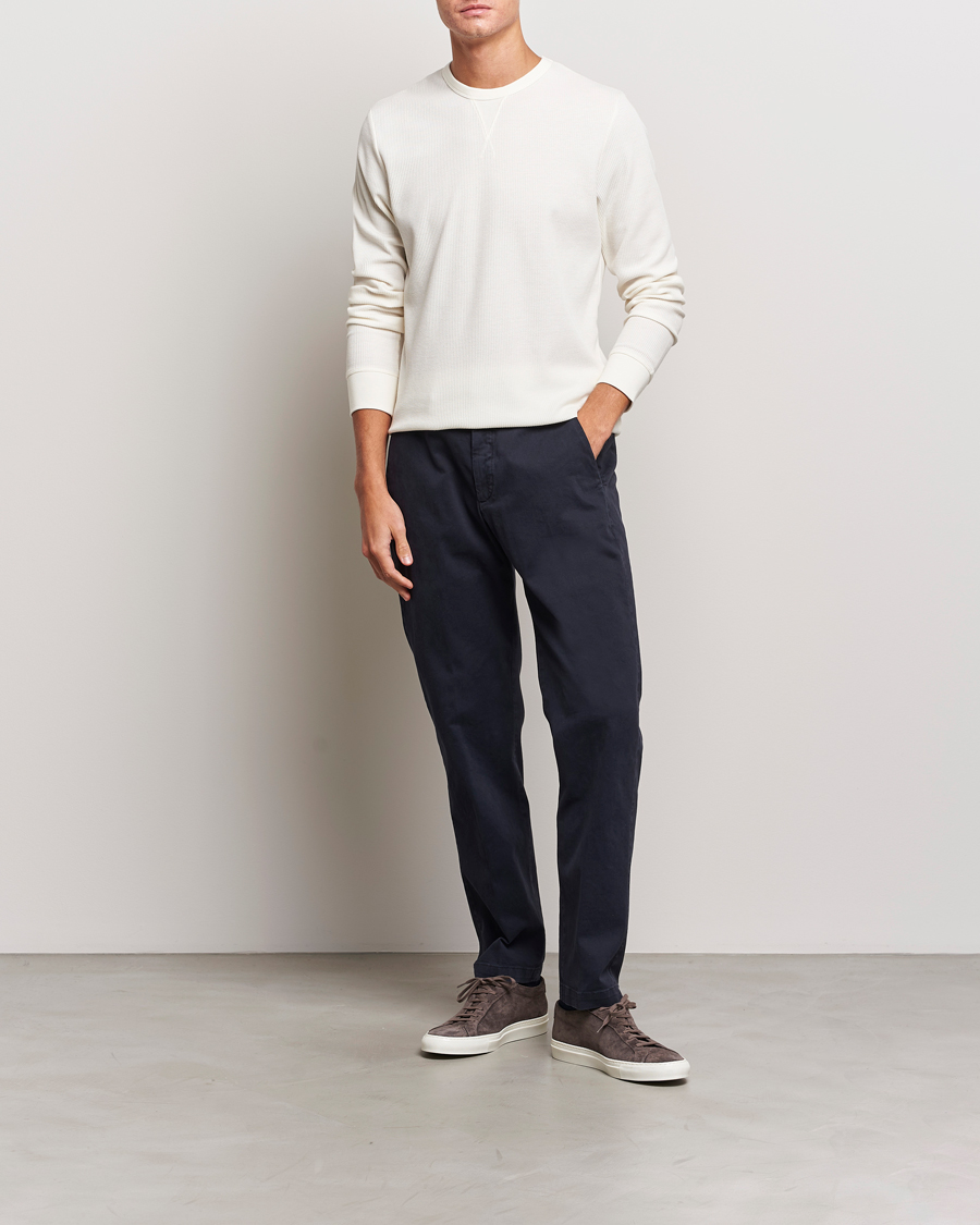 Herre | T-Shirts | Sunspel | Long Sleeve Waffle T-Shirt Ecru