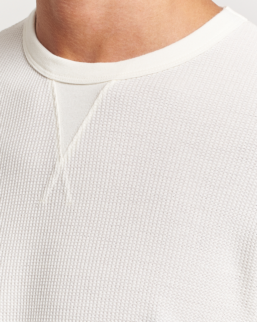 Herre | T-Shirts | Sunspel | Long Sleeve Waffle T-Shirt Ecru