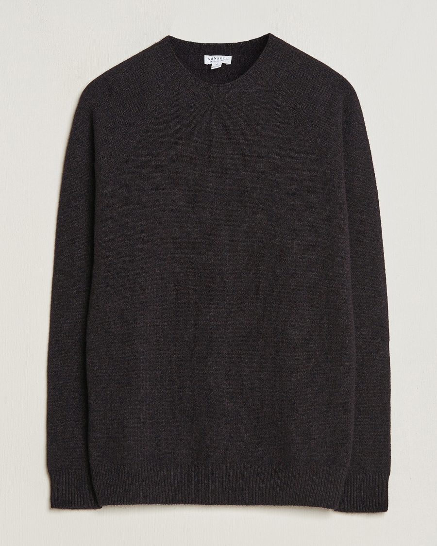 Herre | Trøjer | Sunspel | Lambswool Crewneck Coffee Twist