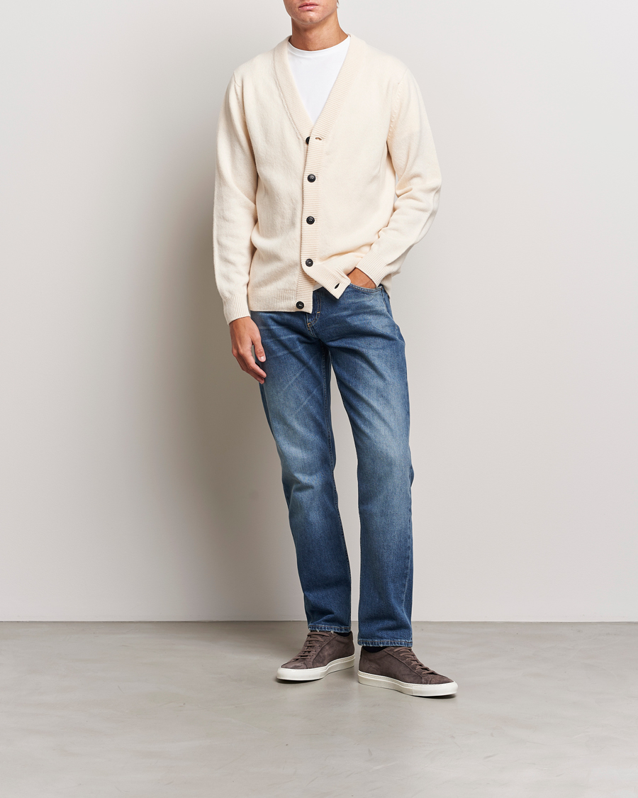 Herre | Trøjer | Sunspel | Lambswool Cardigan Ecru