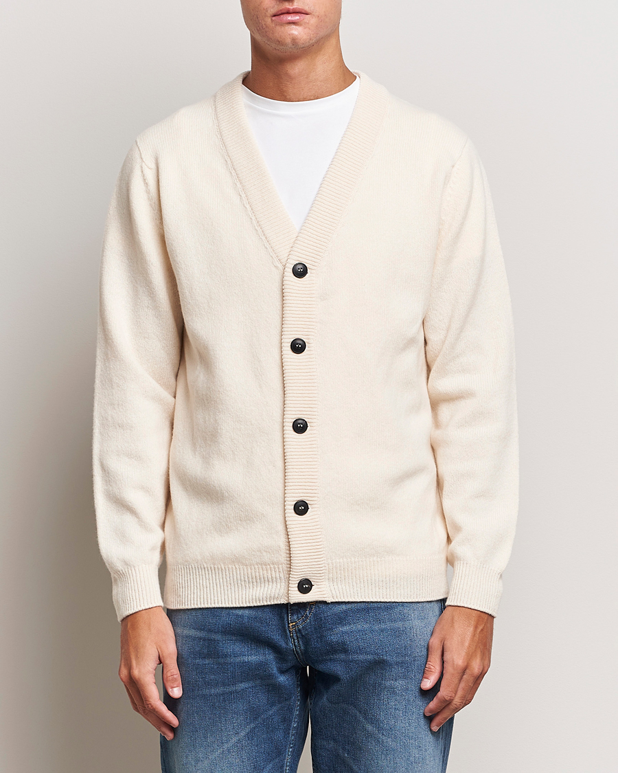 Herre | Trøjer | Sunspel | Lambswool Cardigan Ecru