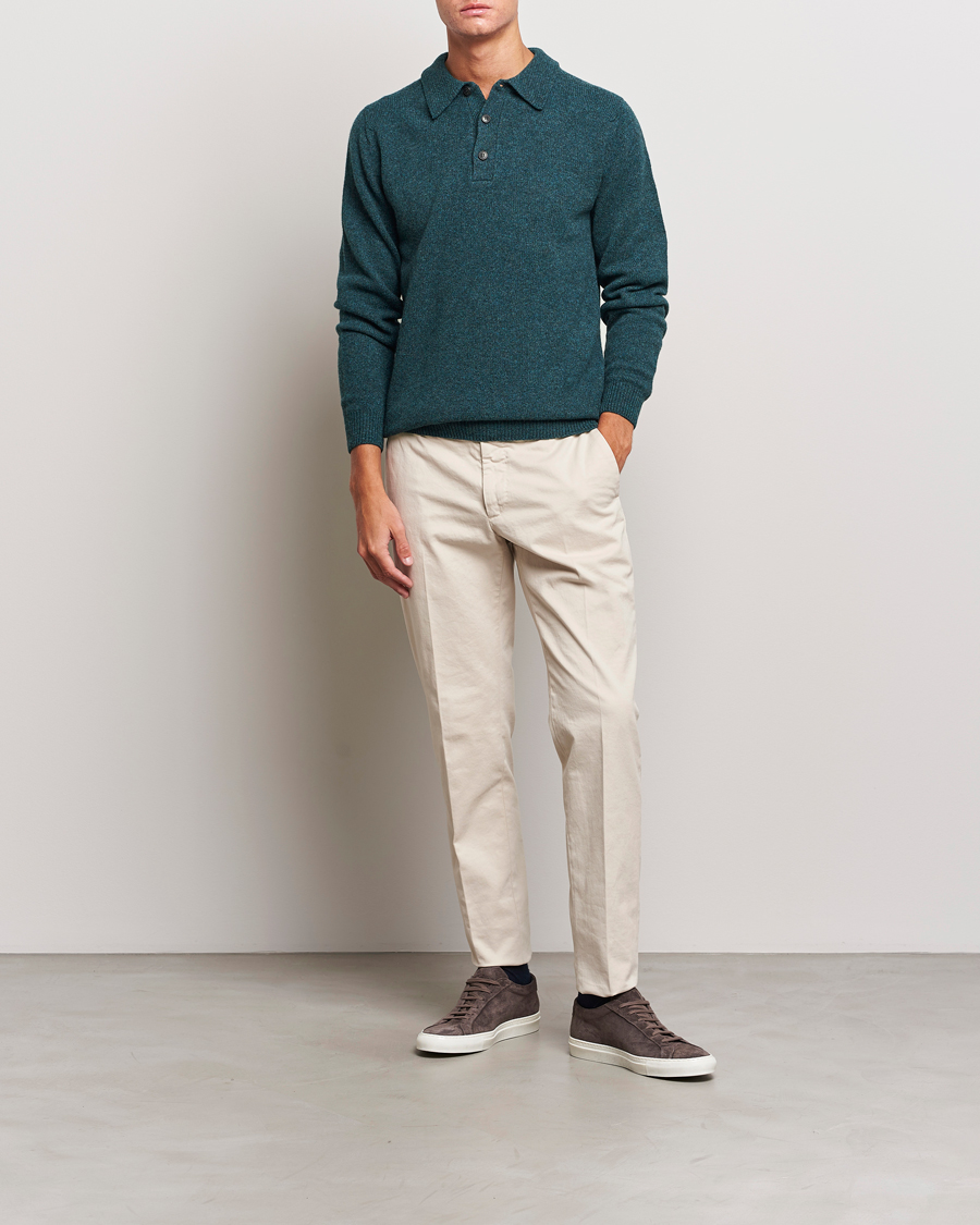 Herre | Trøjer | Sunspel | Lambswool Poloshirt Peacock