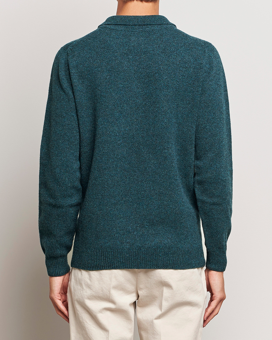 Herre | Trøjer | Sunspel | Lambswool Poloshirt Peacock