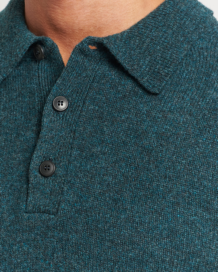 Herre | Trøjer | Sunspel | Lambswool Poloshirt Peacock