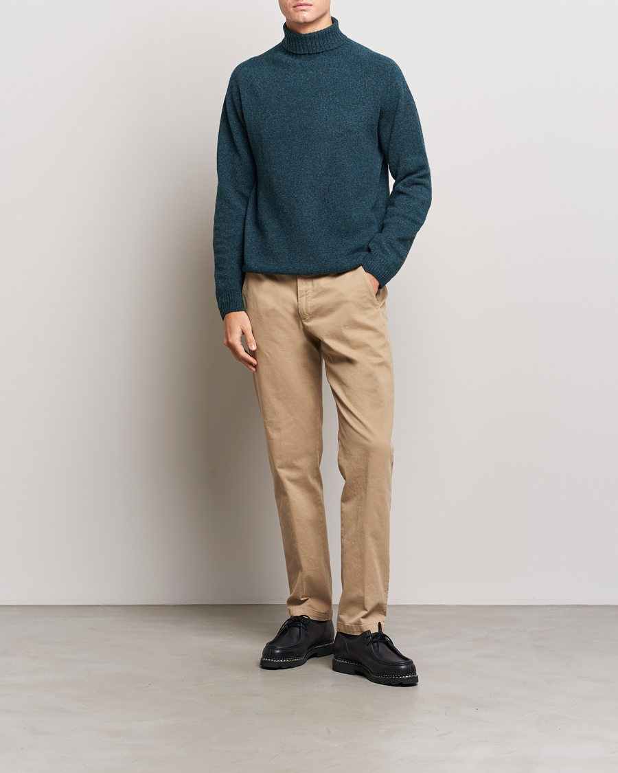 Herre | Trøjer | Sunspel | Lambswool Rollneck Peacock