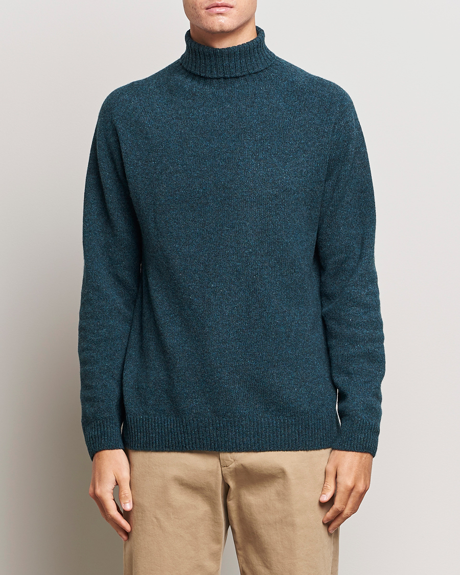Herre | Trøjer | Sunspel | Lambswool Rollneck Peacock