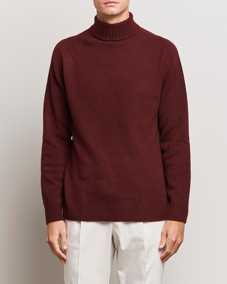 Herre | Trøjer | Sunspel | Lambswool Rollneck Maroon