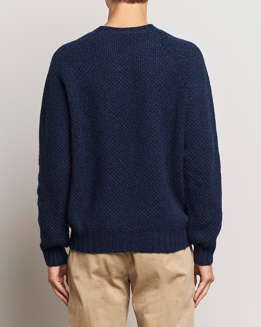 Herre | Trøjer | Sunspel | Textured Lambswool Jumper Bright Navy Twist