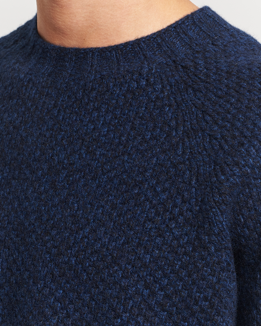 Herre | Trøjer | Sunspel | Textured Lambswool Jumper Bright Navy Twist