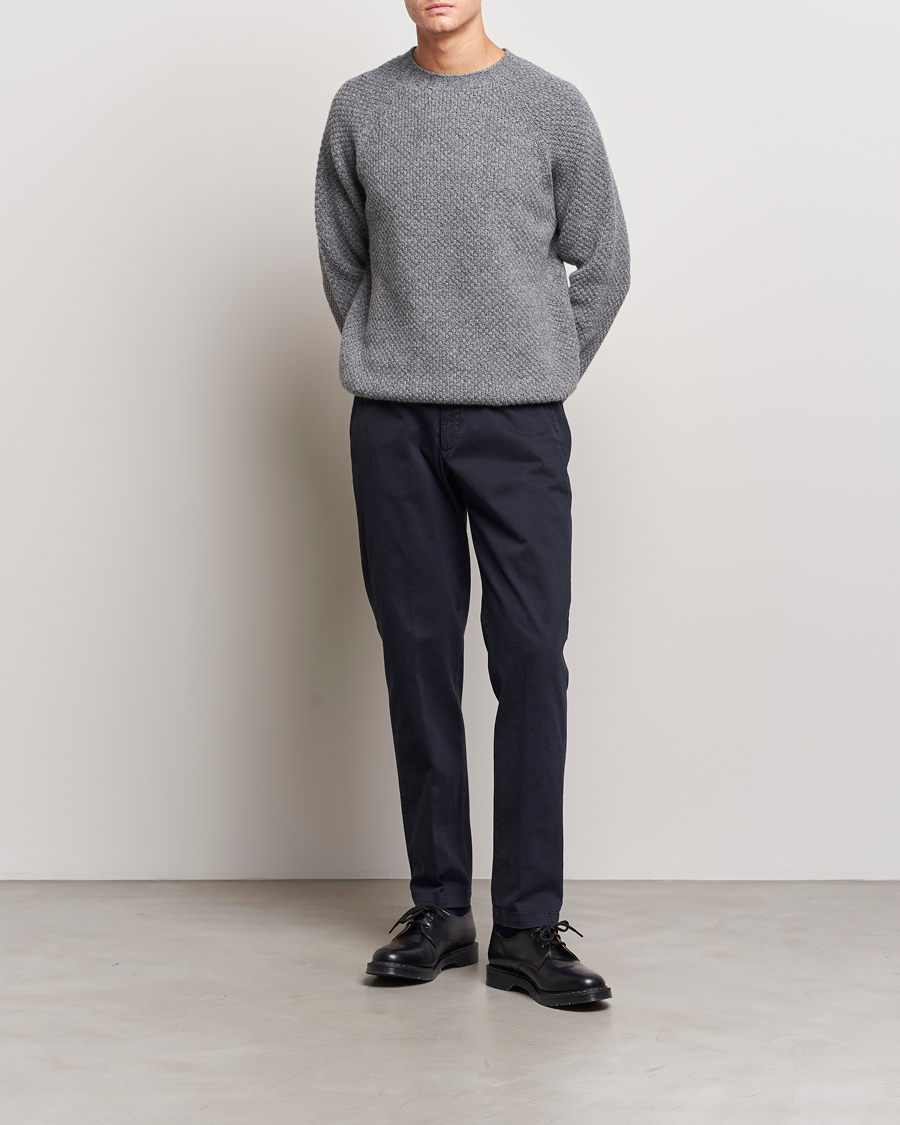 Herre | Trøjer | Sunspel | Textured Lambswool Jumper Mid Grey Twist