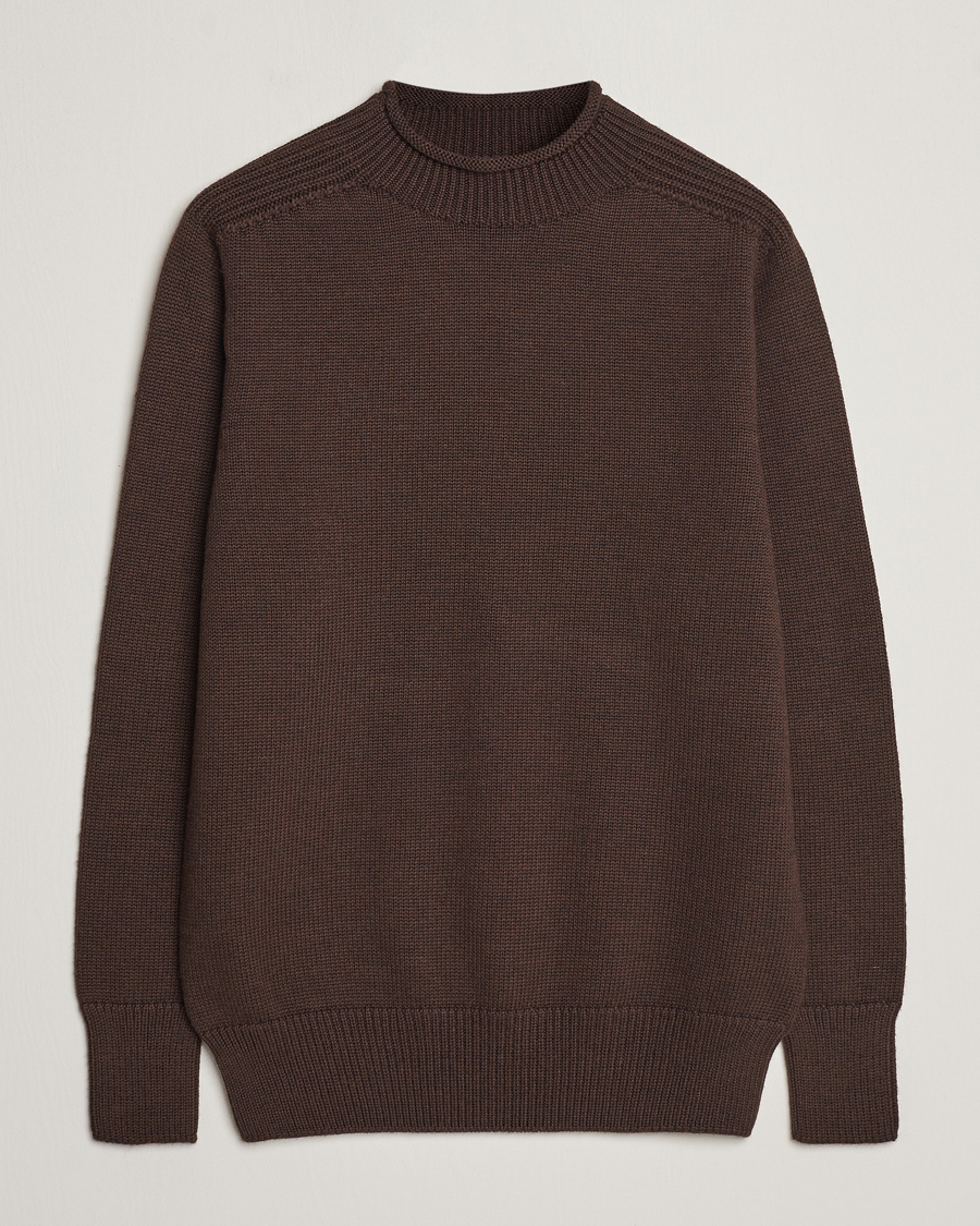 Herre | Trøjer | Sunspel | Fisherman Merino Jumper Coffee