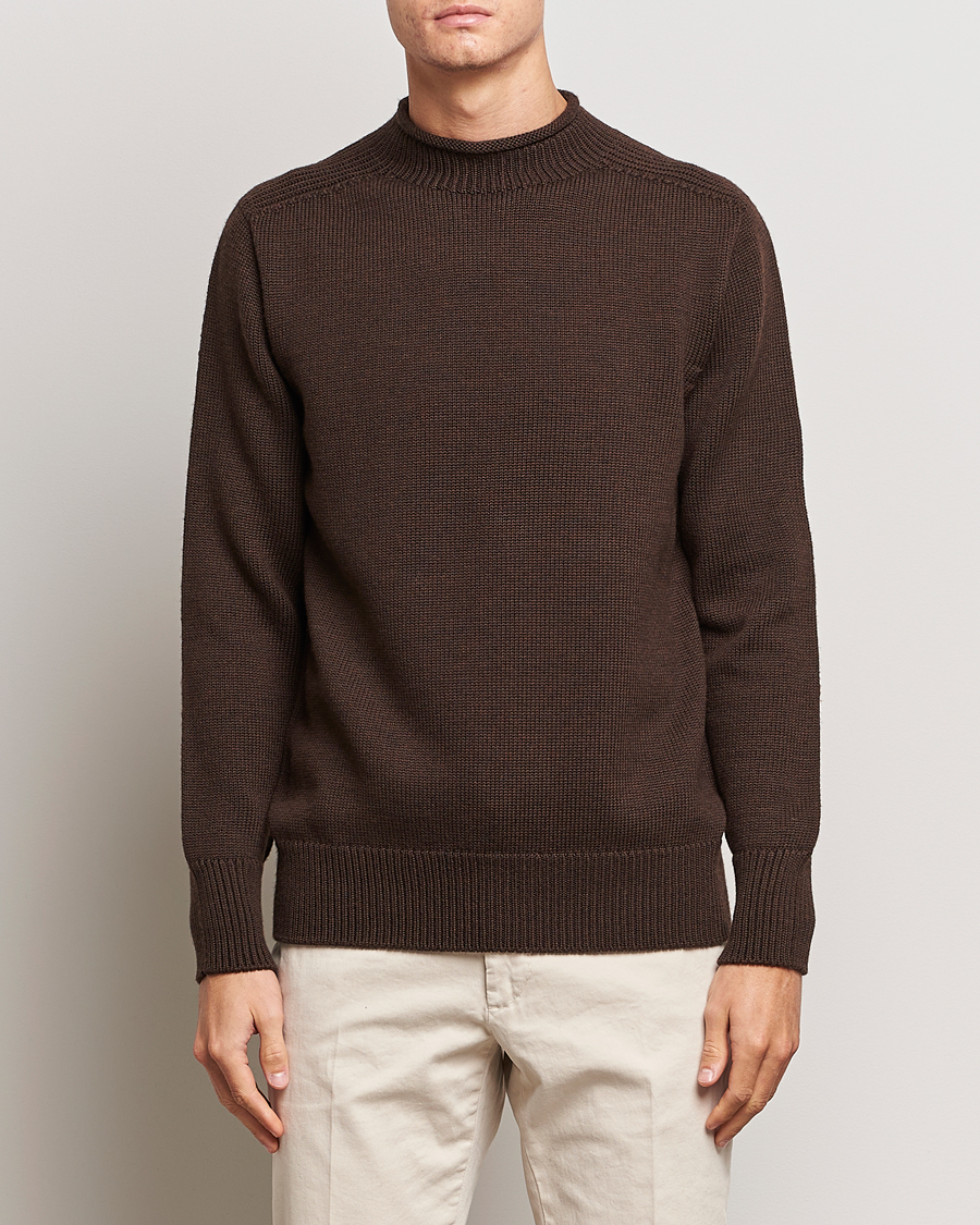 Herre | Trøjer | Sunspel | Fisherman Merino Jumper Coffee