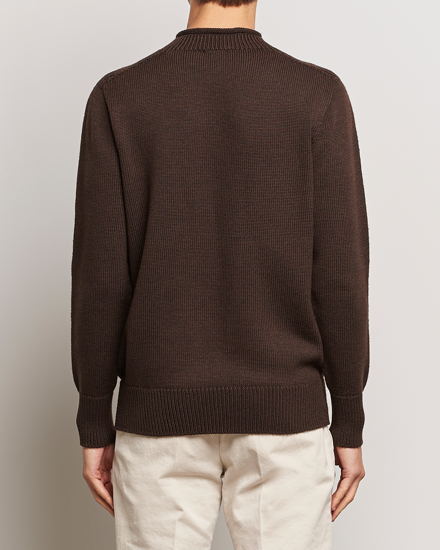 Herre | Trøjer | Sunspel | Fisherman Merino Jumper Coffee