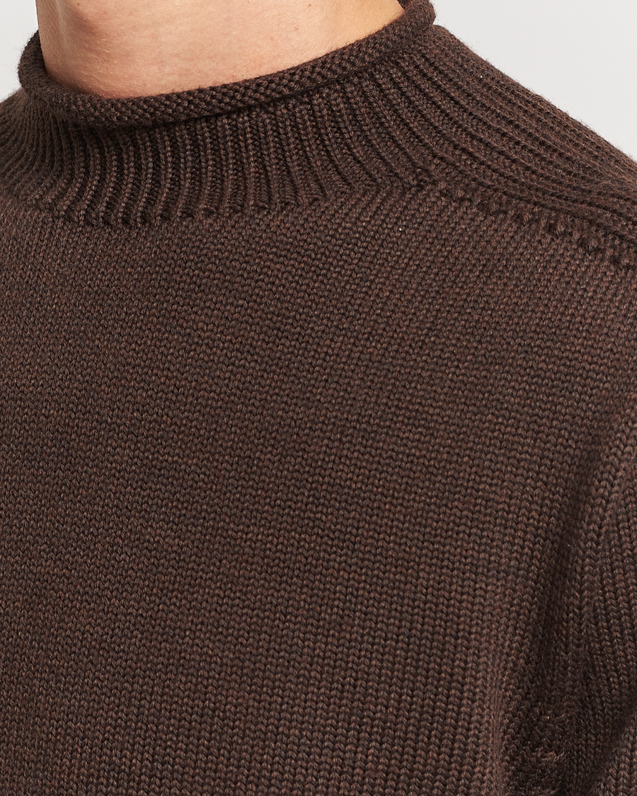 Herre | Trøjer | Sunspel | Fisherman Merino Jumper Coffee