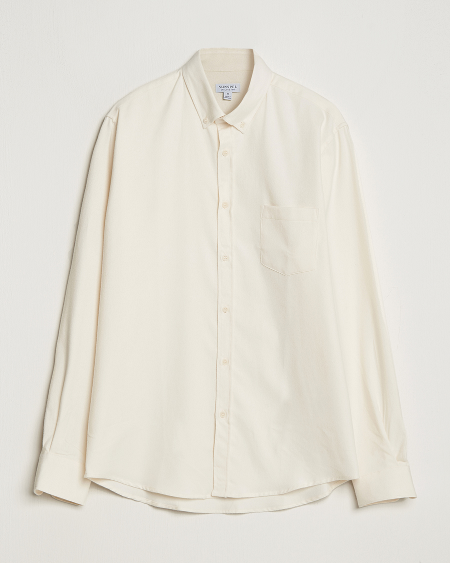 Herre | Skjorter | Sunspel | Brushed Cotton Flannel Shirt Ecru