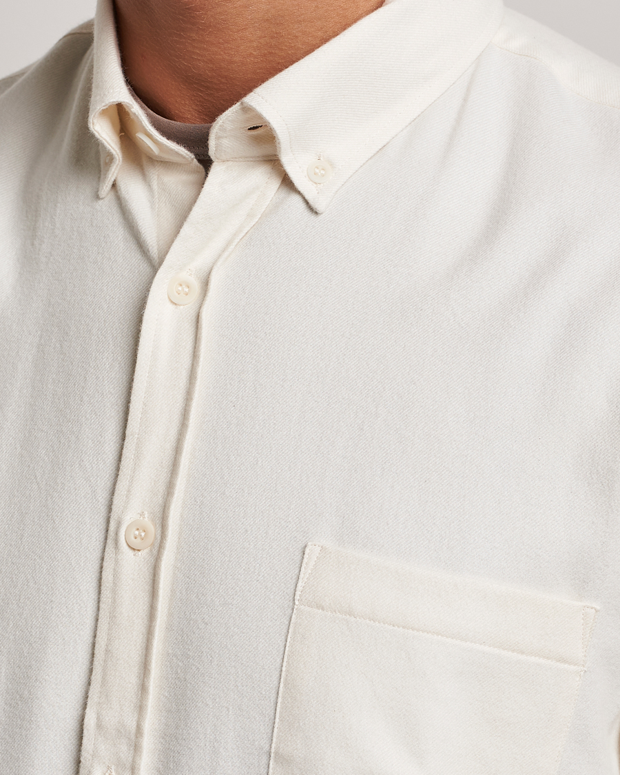 Herre | Skjorter | Sunspel | Brushed Cotton Flannel Shirt Ecru
