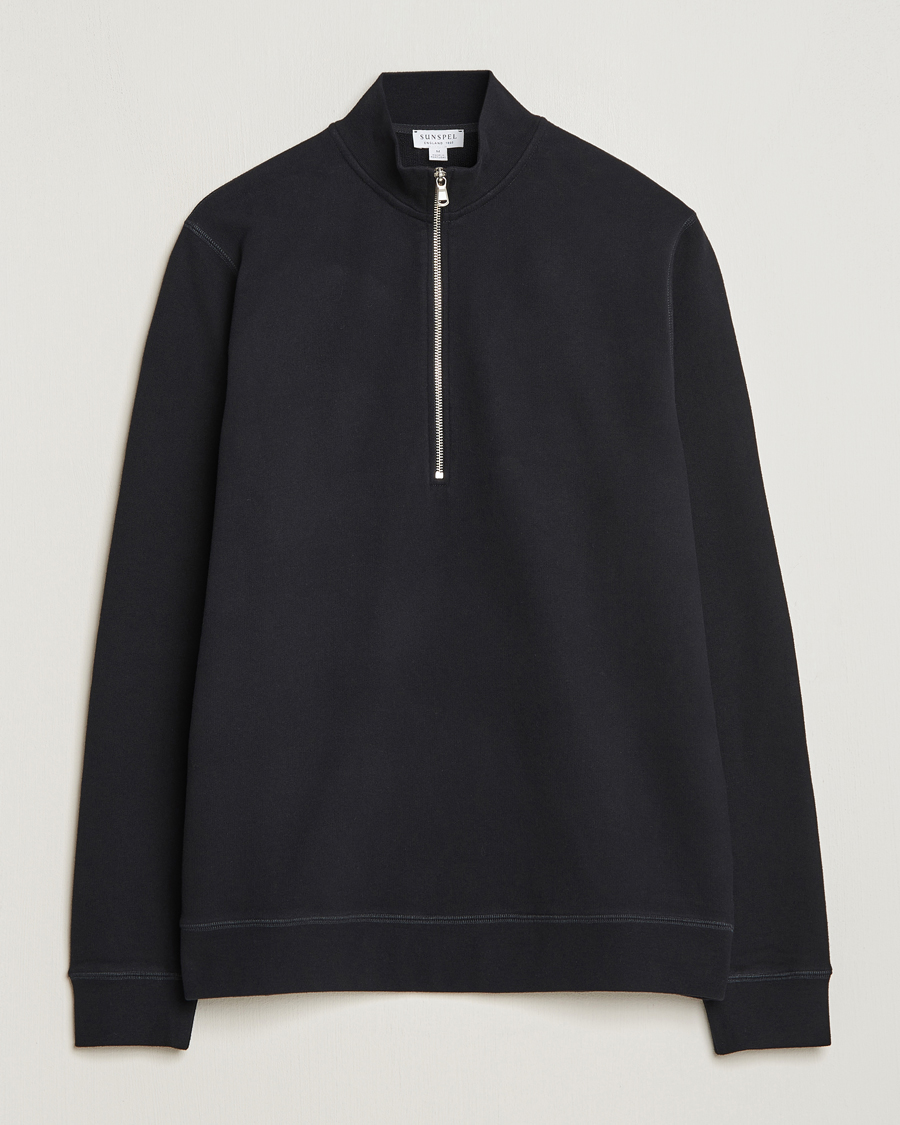 Herre | Trøjer | Sunspel | Loopback Half Zip Sweatshirt Black