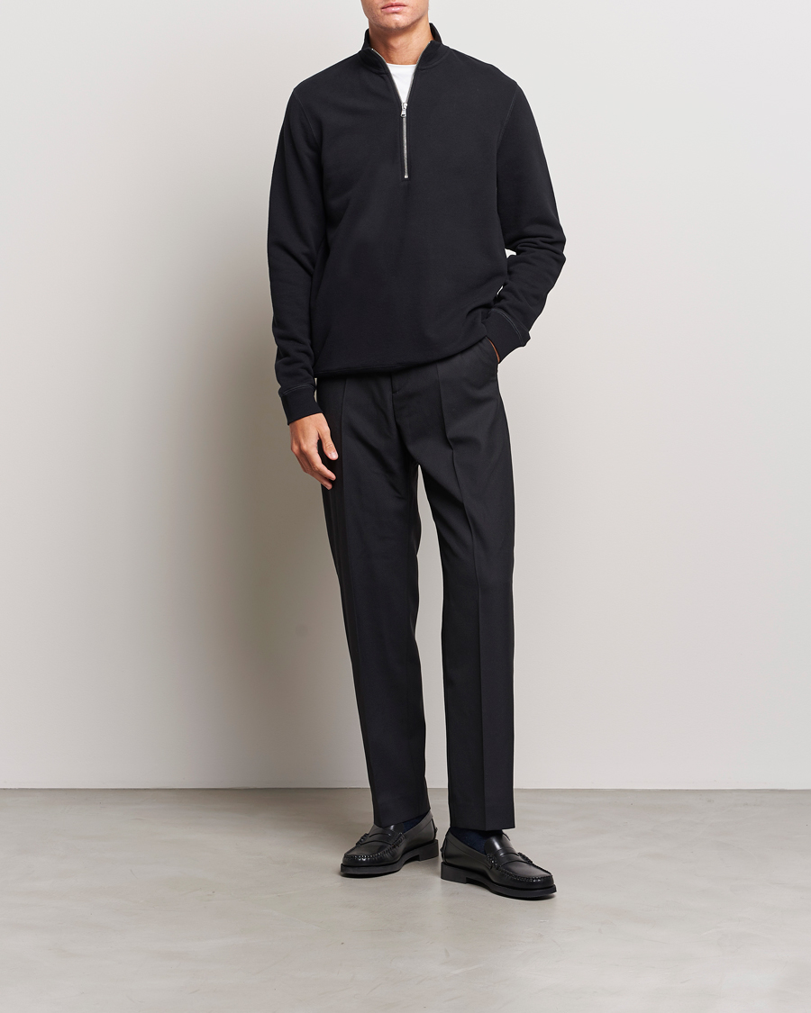 Herre | Trøjer | Sunspel | Loopback Half Zip Sweatshirt Black