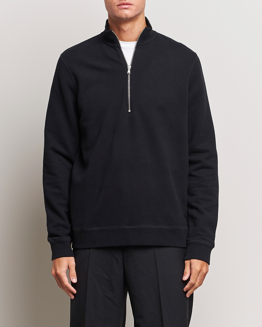 Herre | Trøjer | Sunspel | Loopback Half Zip Sweatshirt Black