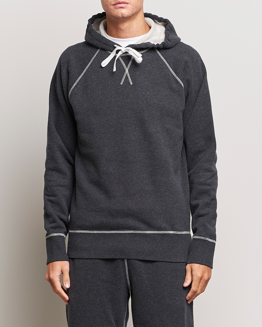 Herre | Trøjer | Sunspel | Fleeceback Hoodie Charcoal Melange