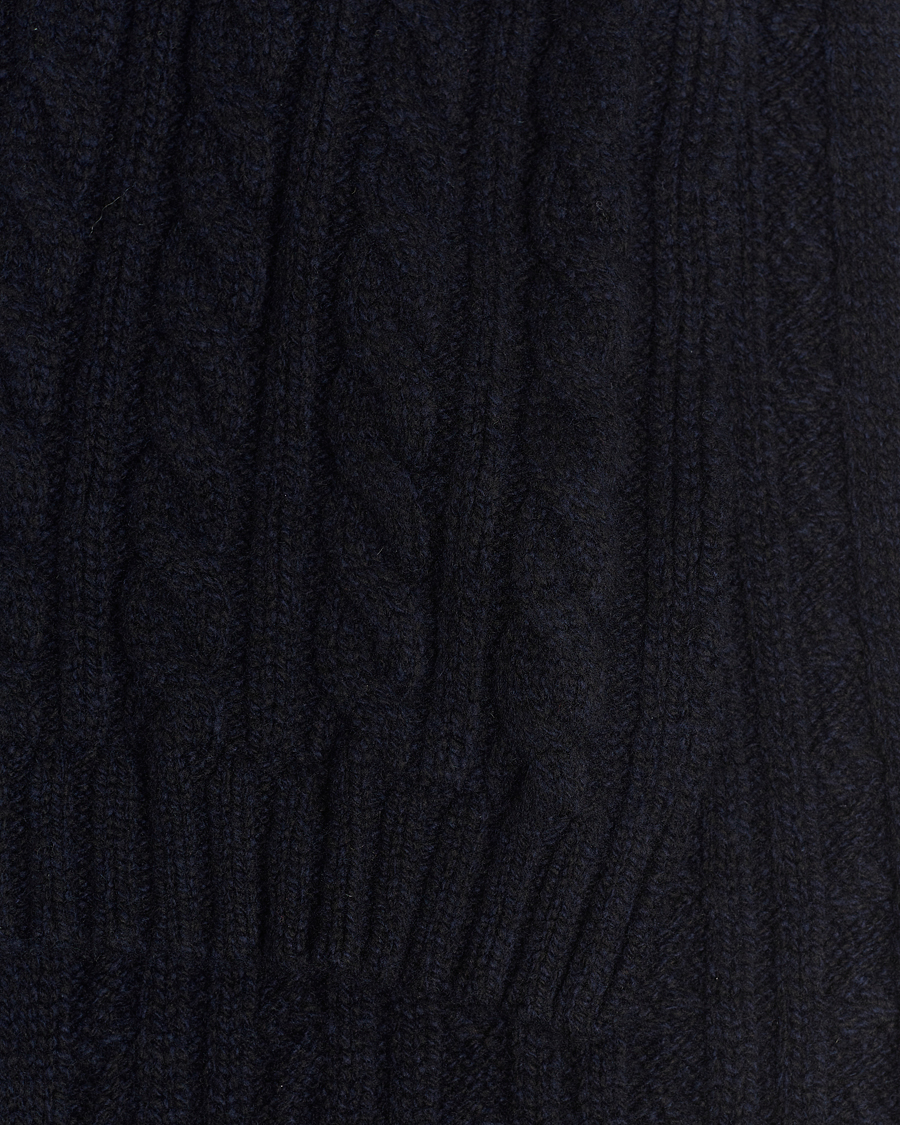 Herre | Sunspel Lambswool Cable Scarf Dark Navy | Sunspel | Lambswool Cable Scarf Dark Navy