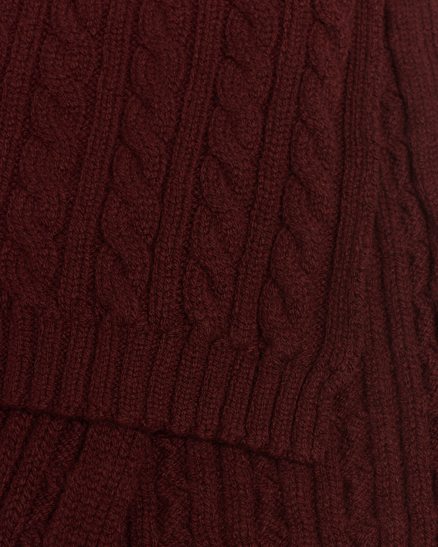 Herre | Sunspel Lambswool Cable Scarf Maroon | Sunspel | Lambswool Cable Scarf Maroon