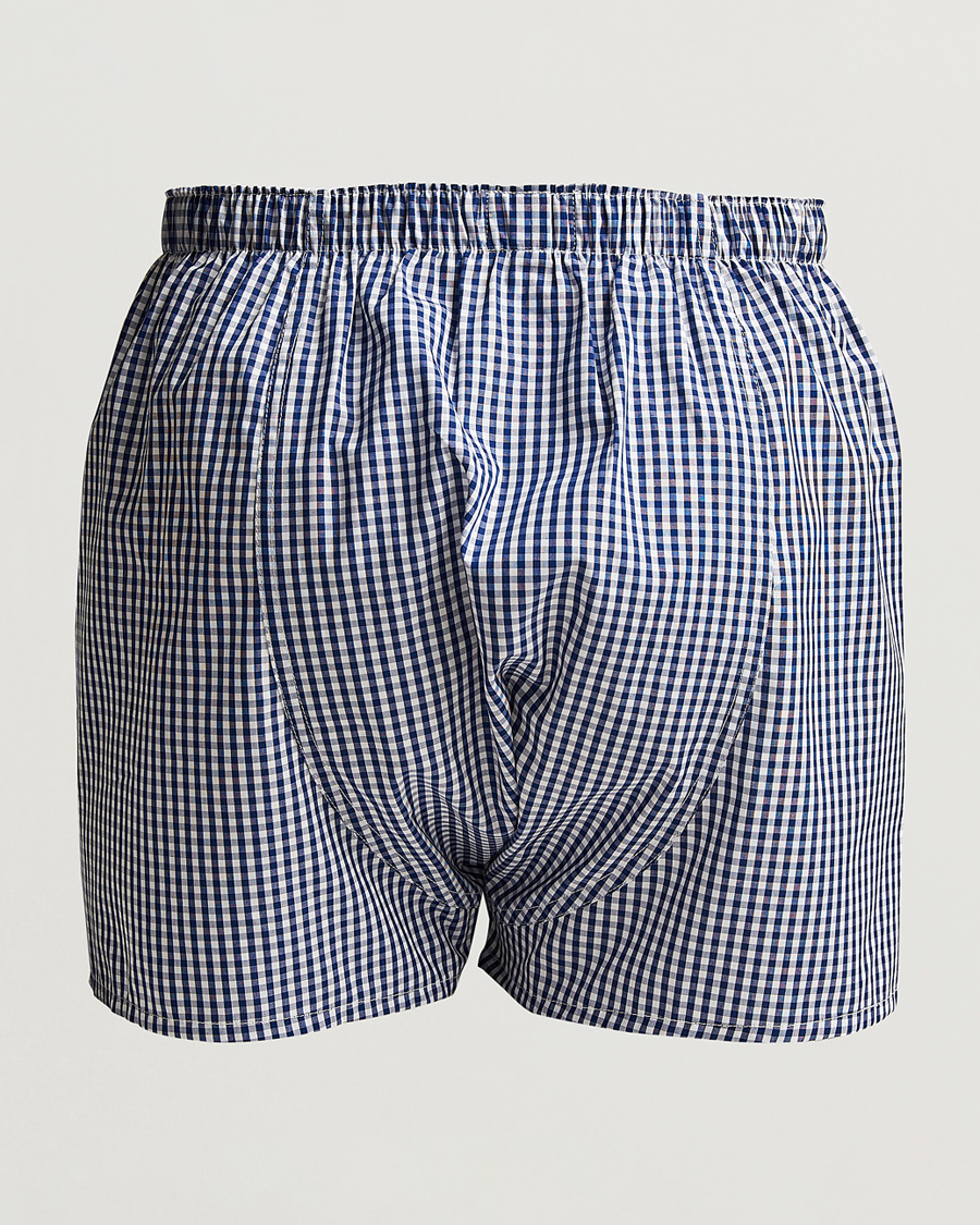 Herre | Undertøj | Sunspel | Cotton Gingham Boxer Navy