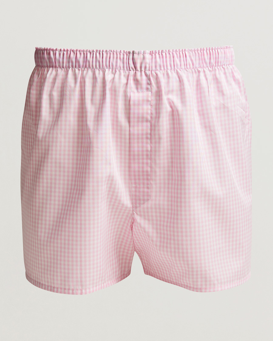 Herre | Undertøj | Sunspel | Cotton Gingham Boxer Pink