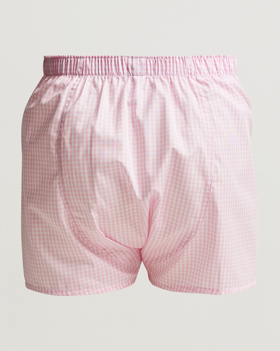 Herre | Undertøj | Sunspel | Cotton Gingham Boxer Pink