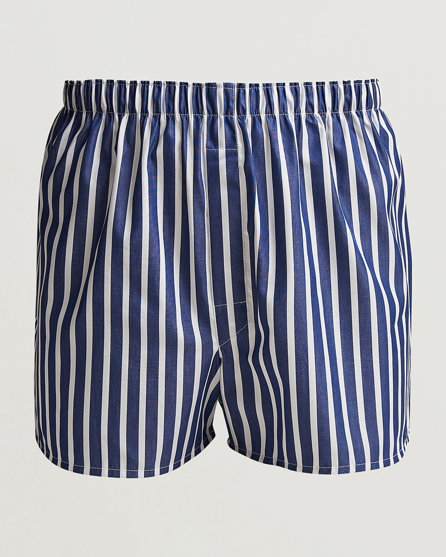 Herre | Undertøj | Sunspel | Cotton Gingham Boxer White/Navy