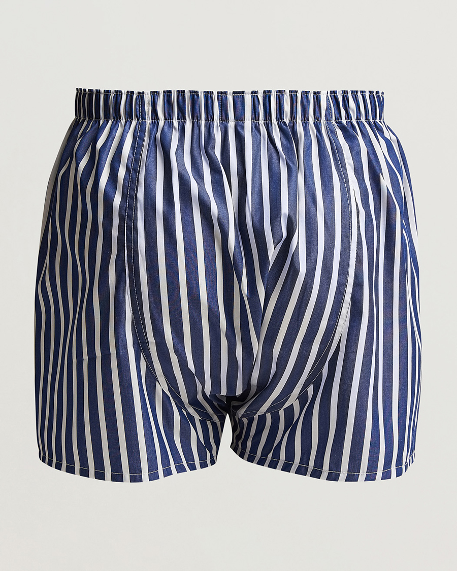 Herre | Undertøj | Sunspel | Cotton Gingham Boxer White/Navy