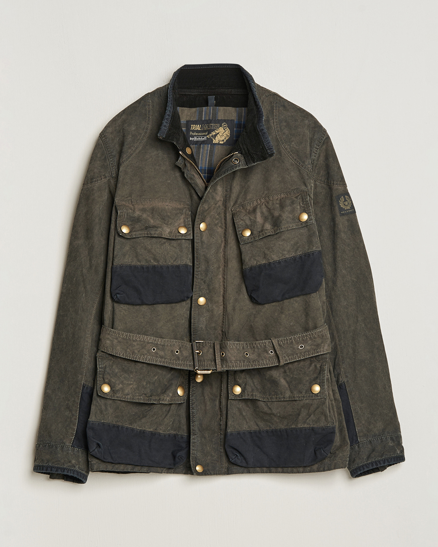 Herre | Jakker | Belstaff | Patched Washed Waxed Trailmaster Fossil