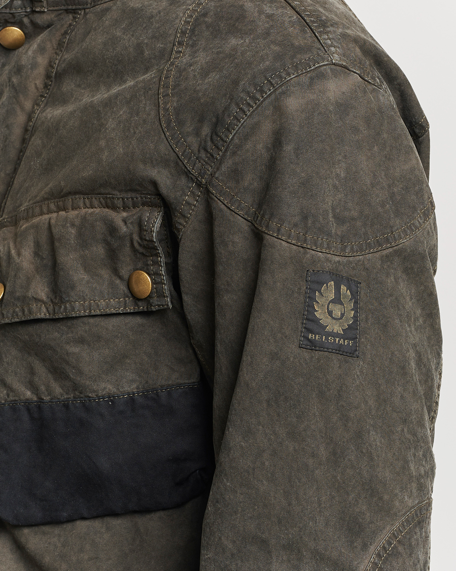 Herre | Jakker | Belstaff | Patched Washed Waxed Trailmaster Fossil