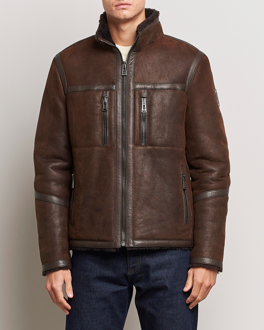 Herre | Læderjakker | Belstaff | Tundra Sherling Leather Jacket Earth Brown