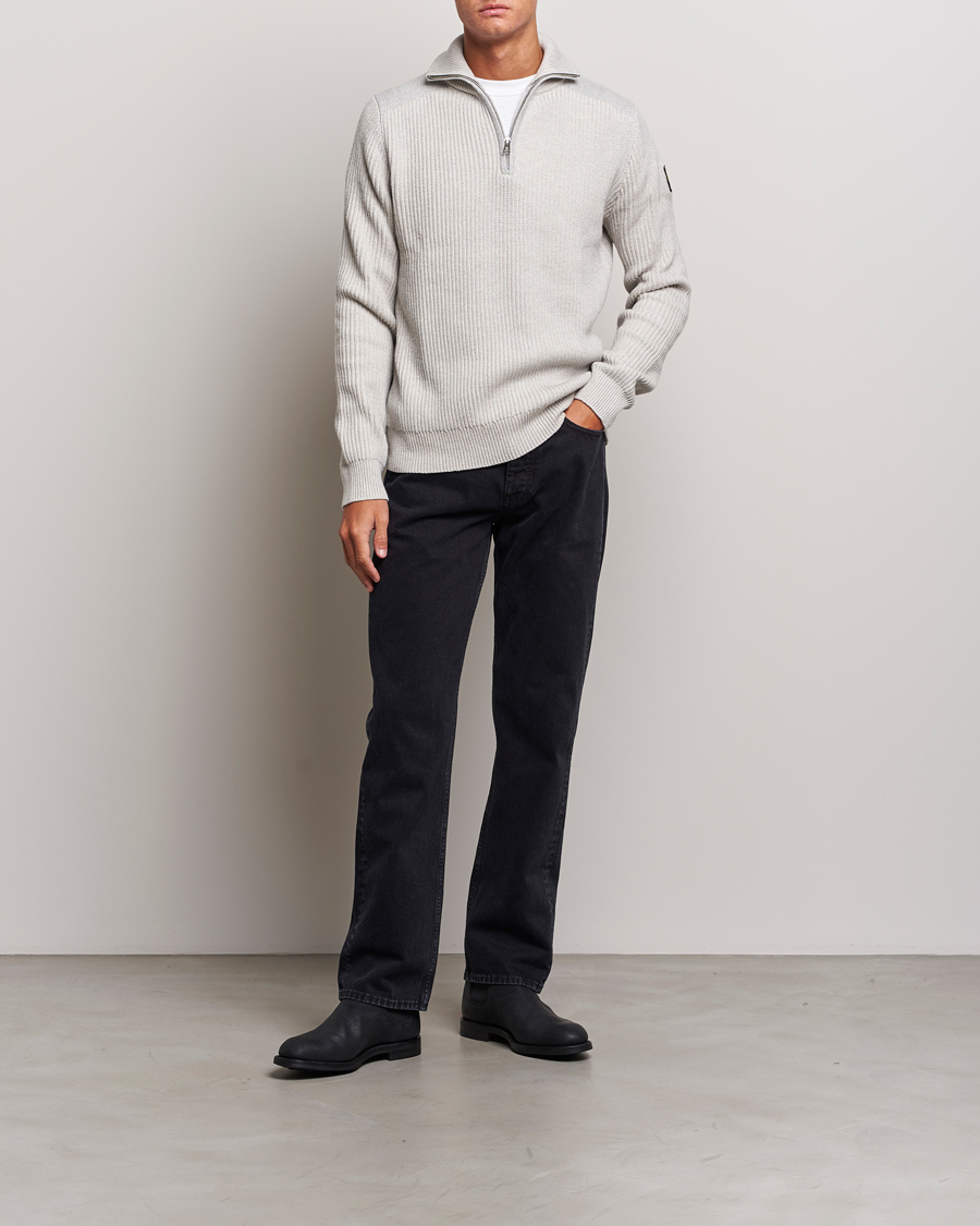 Herre | Trøjer | Belstaff | Stanley Quarter Zip Jumper Old Silver