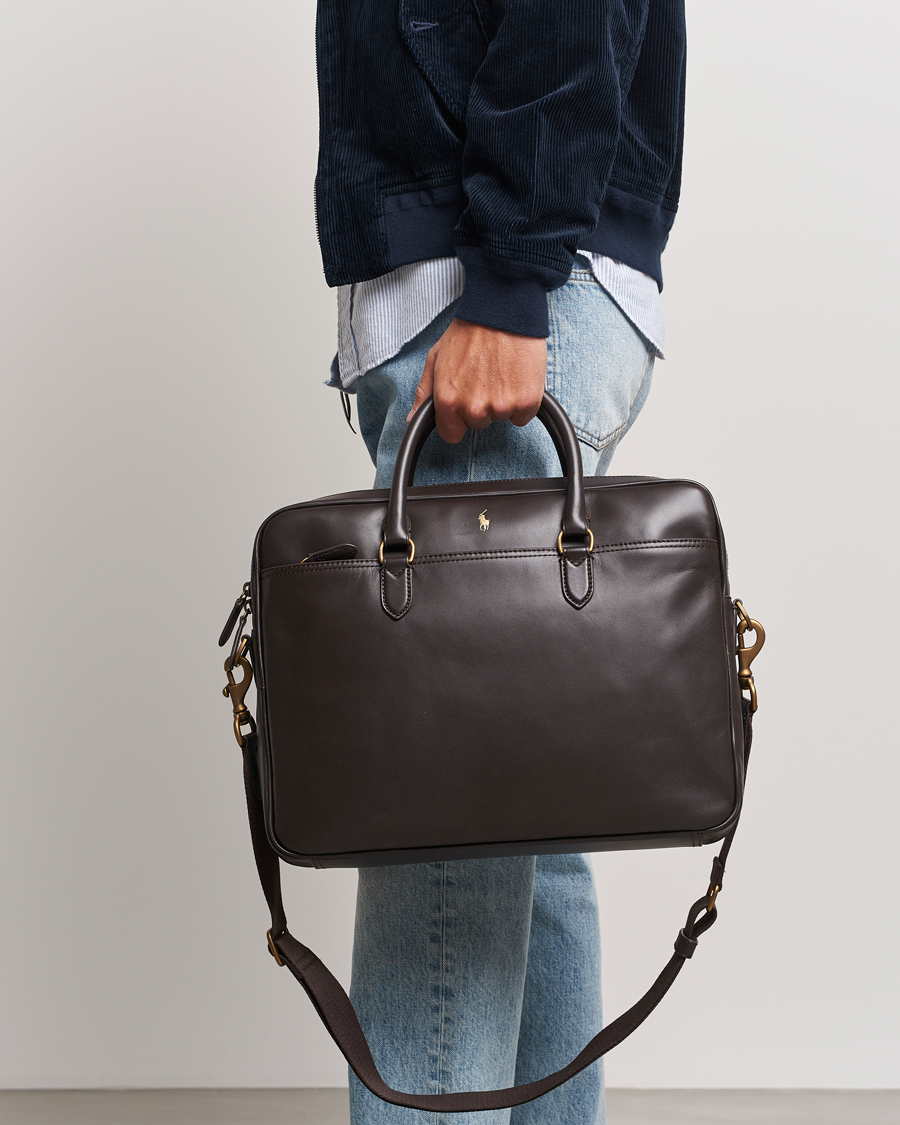 Herre | Computertasker | Polo Ralph Lauren | Leather Commuter Bag  Dark Brown